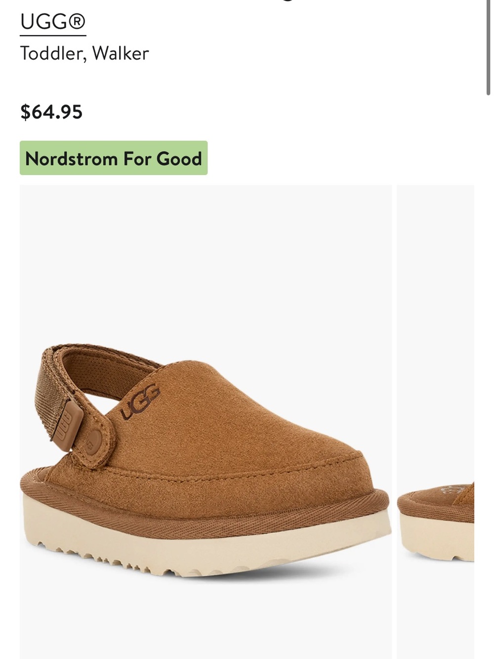 UGG Kids Chestnut Suede Slide Sandal with Heel Strap